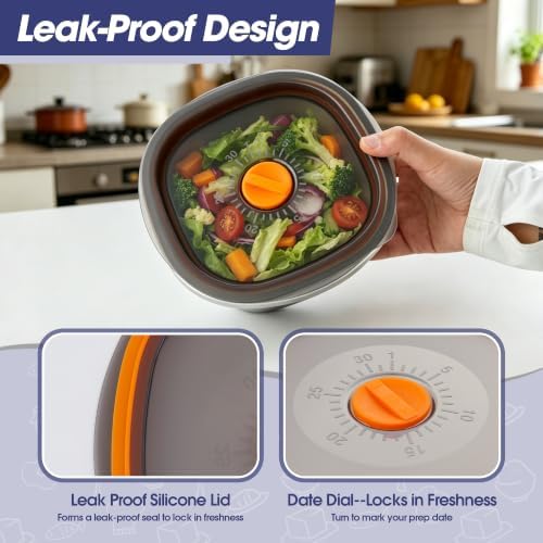 2 Pack Stainless Steel Salad Bowls To Go for Lunch & Meal Prep, 50oz
