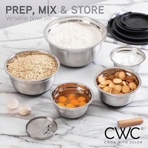 COOK WITH COLOR Stainless Steel Mixing Bowls Set with Lids - Nesting