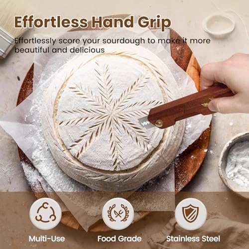Wooden Bread Lame Scoring Tool for Sourdough with Screw Lock