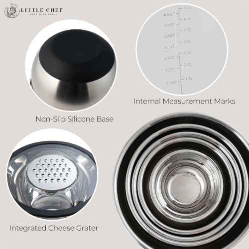 Non-Toxic Mixing Bowls with Lids Set, 304 Stainless Steel &, 5 Pcs