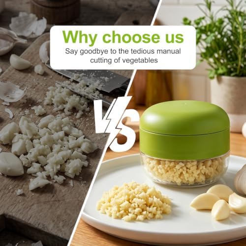 Mini Garlic Chopper and Press with Container