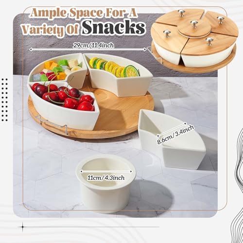 Rtteri 360° Rotatable Lazy Susan Serving Tray with Bowls 11.4'' Chip
