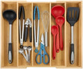 Bamboo Expandable Kitchen Drawer Organizer, 13.4" to 20.5" Adjustable