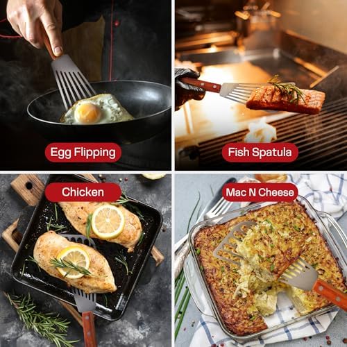 Fish Spatula, 2 Pack Slotted Stainless Steel Fish Turners
