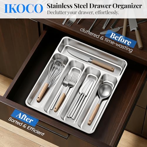 IKOCO Stainless Steel Silverware Organizer