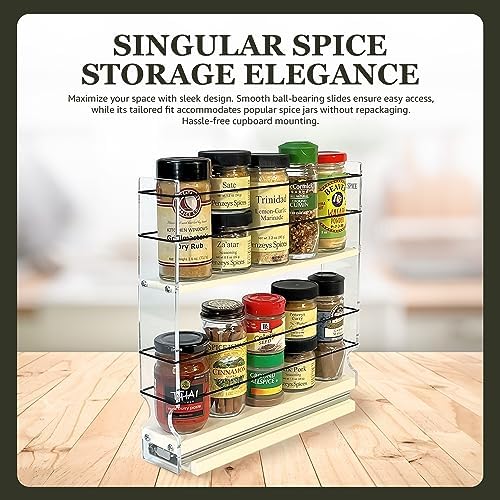 Vertical Spice Narrow Spice Rack - Sliding Spice Jars Organizer