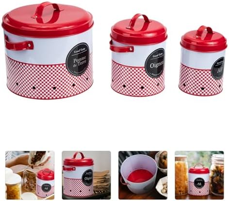 TEHAUX Stainless Steel Potato Storage Buckets 3 Piece with Vent Design