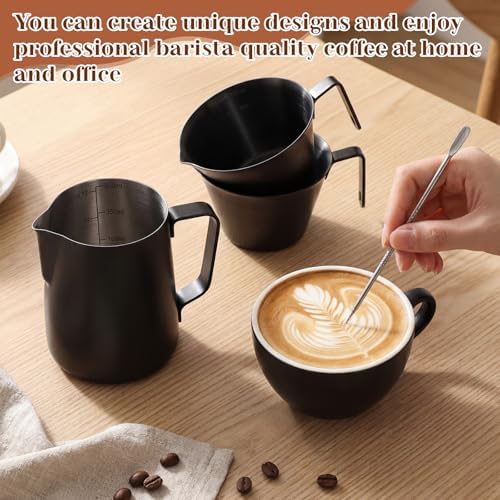 4 Pcs Espresso Accessories Kit with Espresso Cups with Handle, Milk