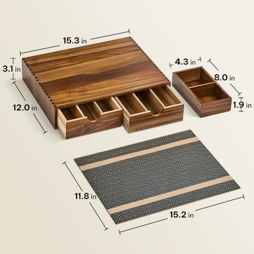 SMARTAKE Acacia Wooden Coffee Pod Organizer Storage Box Station