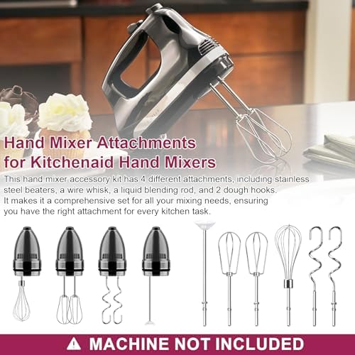 Hand Mixer Beaters Attachments, Whisk, Dough Hooks, and Liquid