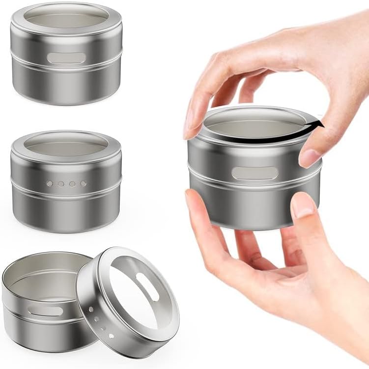 Vetacsion 8 Magnetic Spice Tins, 3 oz