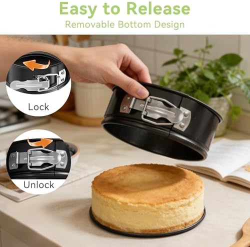 USLAI 4 Inch Mini Springform Pan Set, Nonstick & Leakproof, 4 Pieces