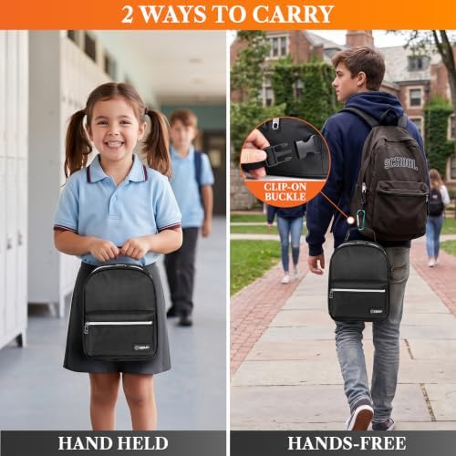 opux Insulated Lunch Box for Kids and Adults, Black