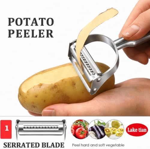 Julienne Peeler, 2-in-1 Stainless Steel Vegetable Peeler & Shredder