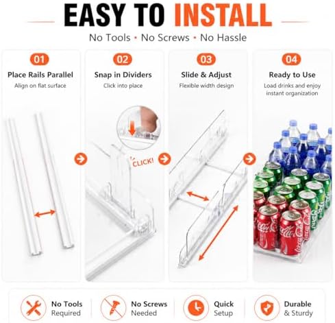 Stackable Soda Can Organizer for Refrigerator, 5-Row, Holds 25–30 Cans