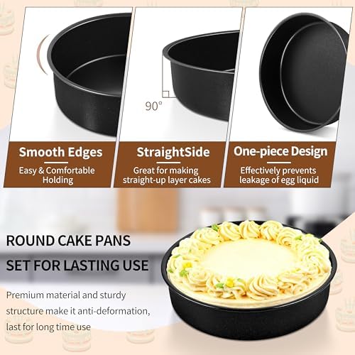 P&P CHEF 7 Inch Cake Pan Set of 3, Non-Stick Round Cake Pans