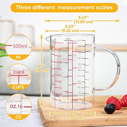 77L High Borosilicate Glass Measuring Cup with Handle