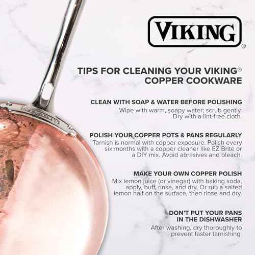 Viking 3-Ply Pots and Pans Set, 10 Piece Copper Kitchen Cookware with