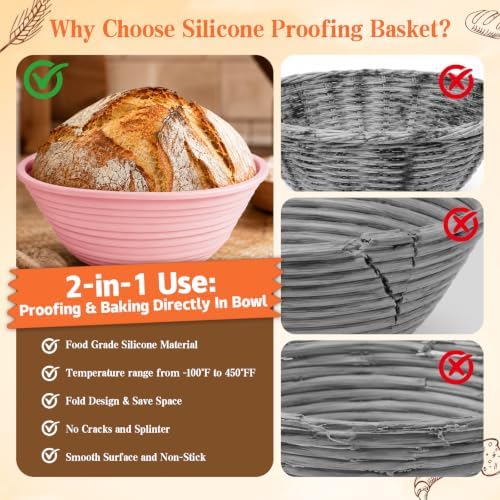 Complete Sourdough Starter Kit with Round & Oval Silicone Banneton