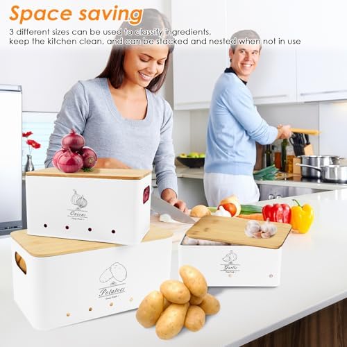 5 Pcs Potato Onion Garlic Storage Set, with Peeler and Crinkle Cutter