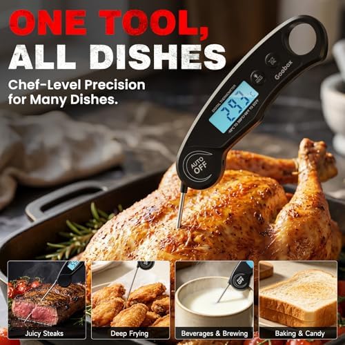Digital Meat Thermometer, 1 Sec Instant Read, Waterproof