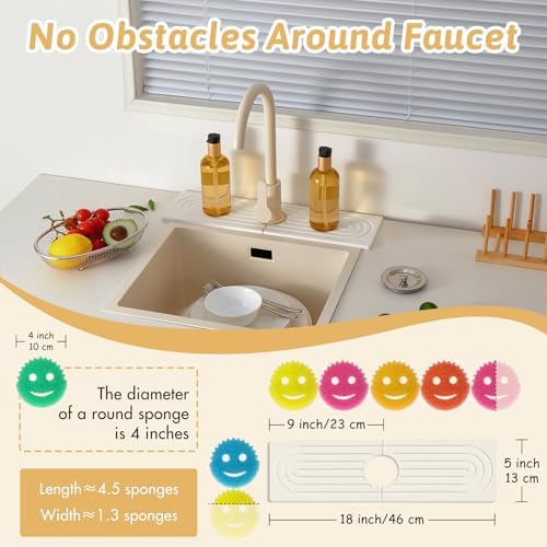 Faucet Mat for Kitchen Sink, 18" Wide Diatomite Fast Drying Stone