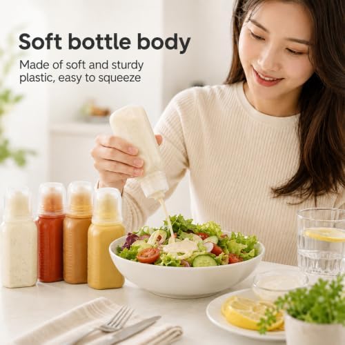 Travel Condiment Containers 6PCS 2 Oz Small Condiment Squeeze Bottles