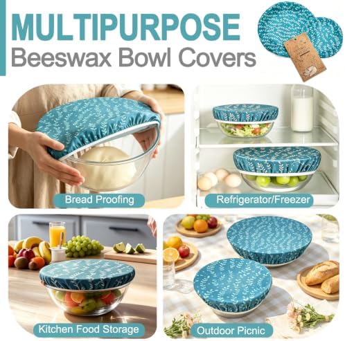 Suptikes Reusable Beeswax Bowl Covers, 2 Pack, Green