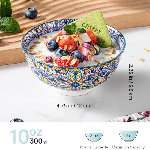HENXFEN LEAD Boho Ceramic Dessert & Snack Bowls Set of 6, 10 oz