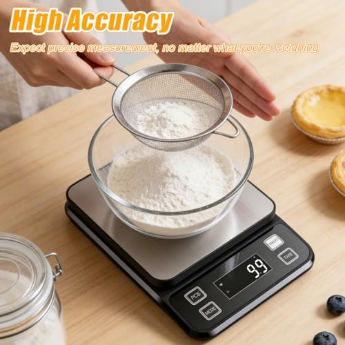 Waterproof Kitchen Scale, 10kg/22lb Food Scale Precisely Measures
