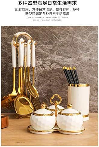 AQUAX Stainless Steel Kitchenware Set, 7-Piece, White & Gold