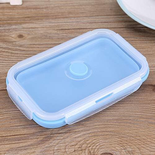Zerodis Collapsible Portable Lunchbox Bowl, Clip Lock Lid Blue