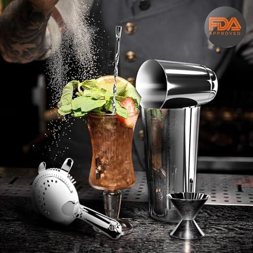 NutriChef Mixology Bartender Cocktail Shaker Set - Includes 15 & 30 oz