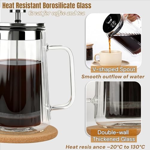 Glass French Press Coffee Maker, 34oz