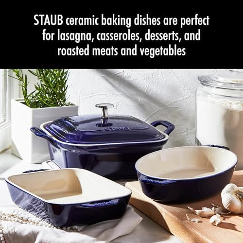 STAUB Ceramic 4-pc Baking Pan Set, Dark Blue
