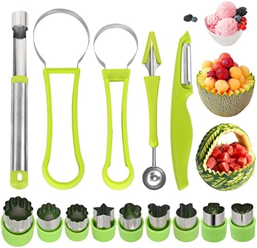 14 Pack Melon Baller Scoop Set - 4 in 1 Stainless Steel Fruit Tool Set