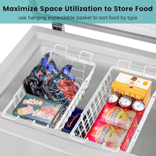 2 Pack Expandable Freezer Organizer Bins, Adjustable Wire Baskets for