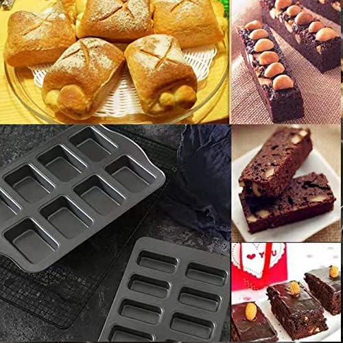 2 Packs 8 Cavity Non-Stock Mini Loaf Pan with Silicone Handle, Mini