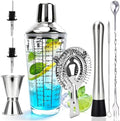 8 Pcs Cocktail Shaker Kit 21 oz Glass Bar Shaker Set with Stainless