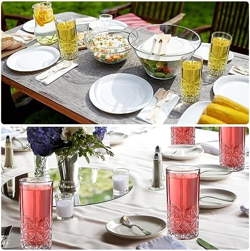 Uiifan Set of 12 Tall Highball Crystal Glasses 12 oz, Stylish Style