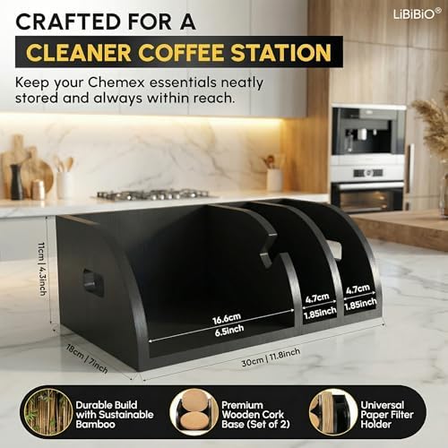 3-in-1 Chemex Caddy with 2 Cork Mats, Coffee Filters/Accessories