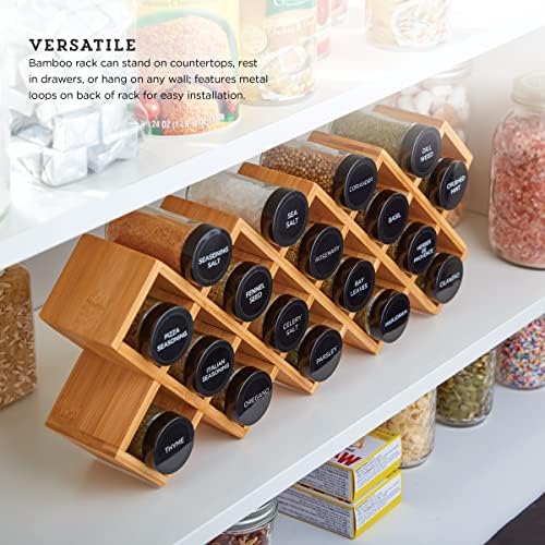 Kamenstein Criss Cross 18 Jar Bamboo Spice Rack with Spices Included
