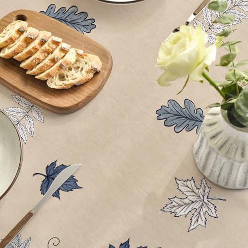 Horaldaily Fall Tablecloth 60 x 84 Inch Oval Autumn Harvest Blue