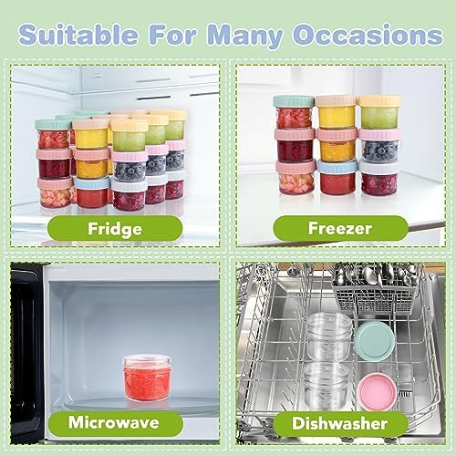 RowinsyDD 4 oz Glass Baby Food Containers, 32 Pack