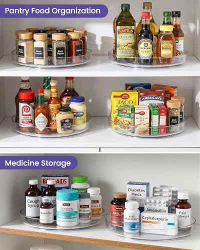 2 Pack 10 Inch Clear Acrylic Lazy Susan 360° Turntable Organizer Spice Rack
