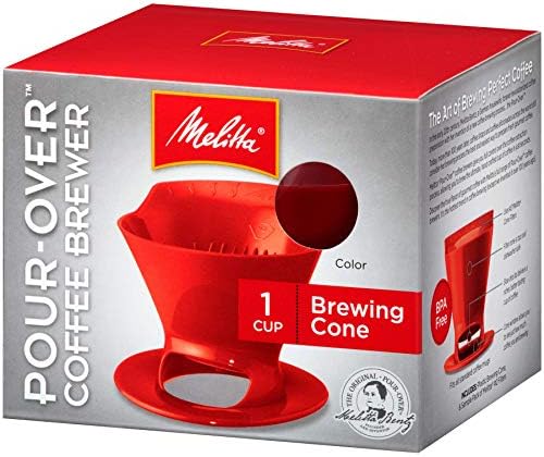 Melitta Single Cup Pour-Over Cone Brewer, Red, Pack of 8