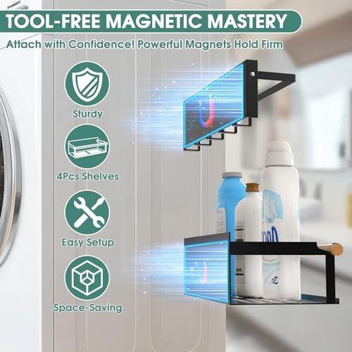 POLRAI 4-Pack Magnetic Shelves for Washing Machine