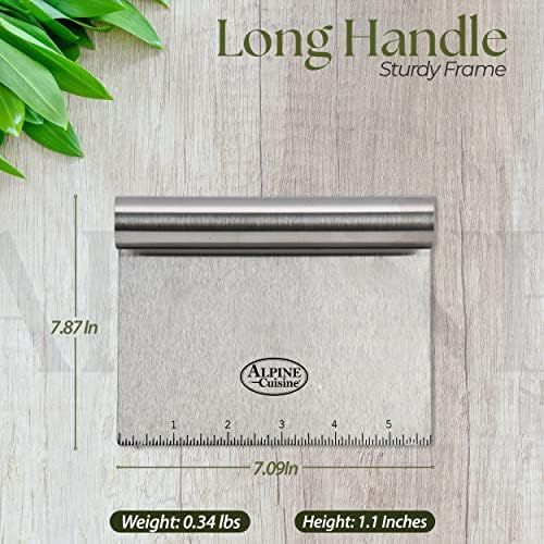 Alpine Cuisine Stainless Steel Dough Scraper with Comfortable Handle