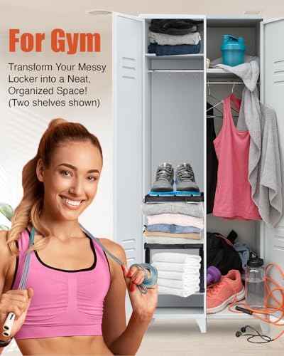 Piffny Locker Organizer Shelf, 2 Pack, Black
