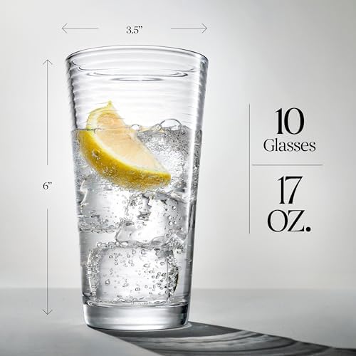 Glaver's Drinking Glasses Set of 10 Highball Glass Cups, Premium